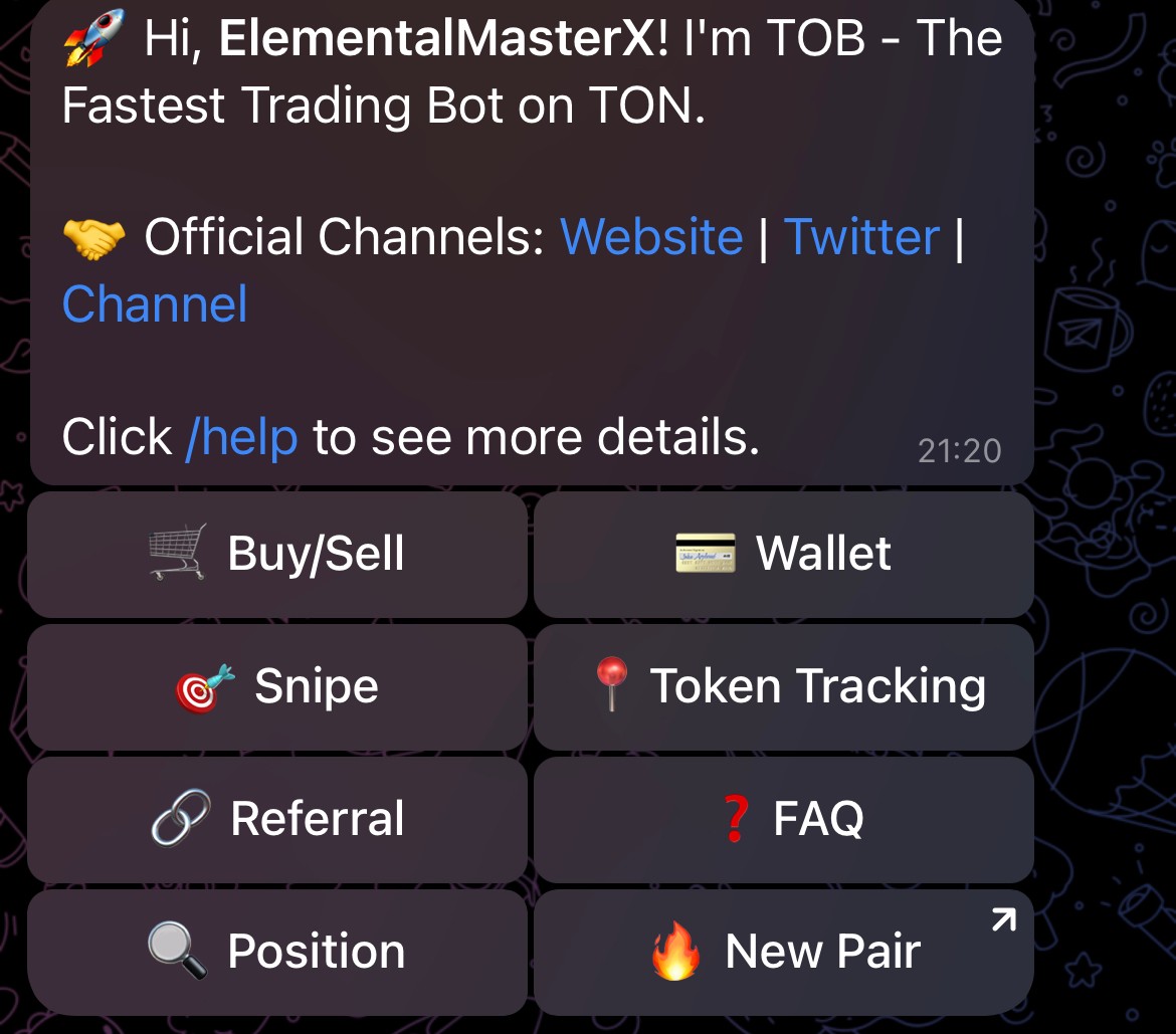 GUIDE @tob_ton_trading_bot — Teletype
