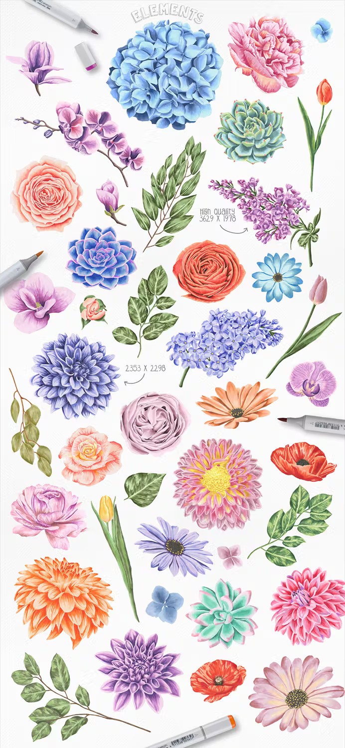 Flower Power Marker Illustrations Flowers Floral — Teletype