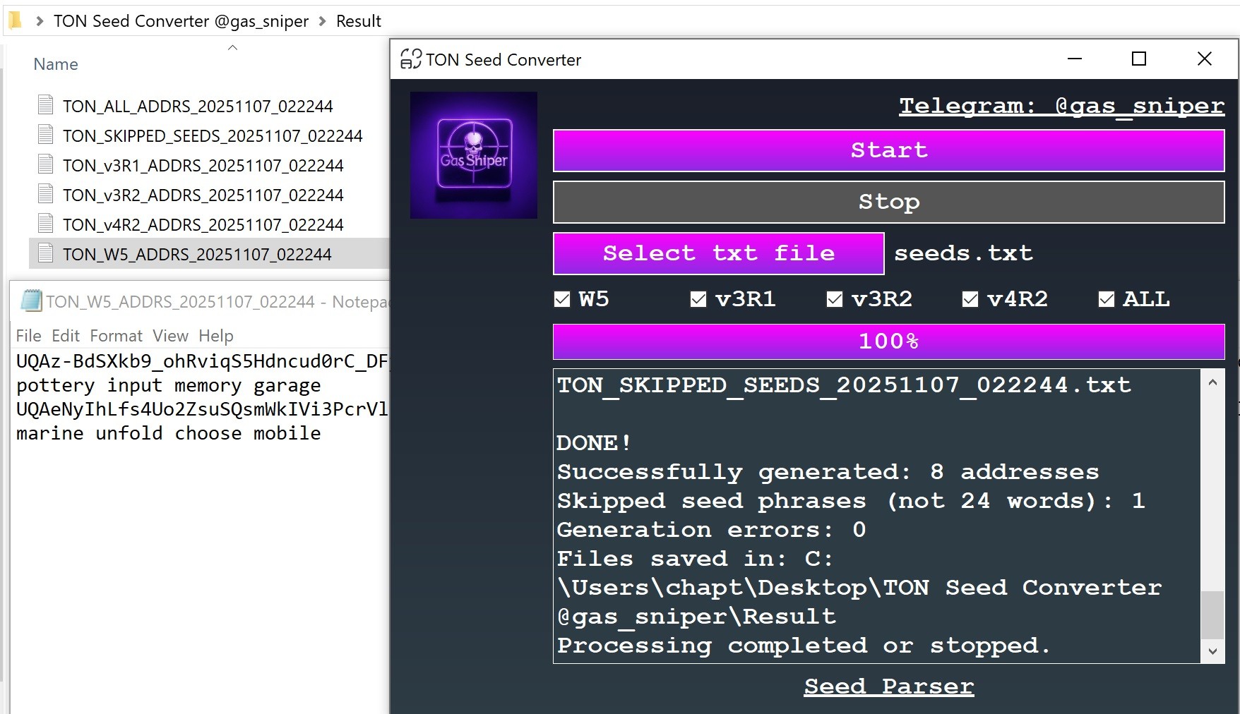 TON Seed Converter — Teletype