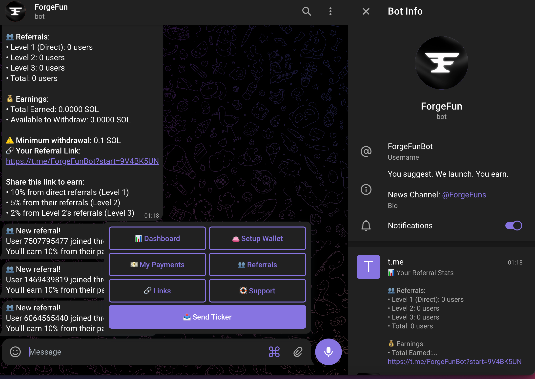 How to use ForgeFun bot — Teletype