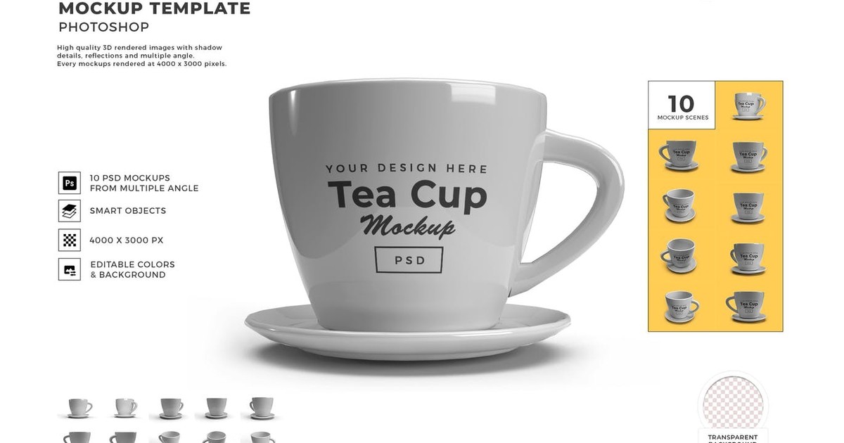 Tea Cup Mockup Template Set — Teletype